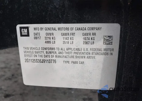 2018 Chevrolet Impala 2Lz из США, поврежденный, VIN 2G1125S36J9113776